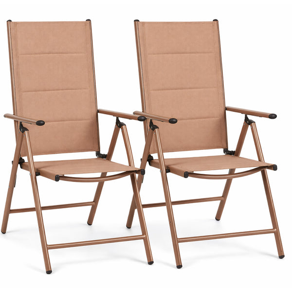prezzo Set 2 Sedie Sdraio Pieghevoli e Salvaspazio con Schienale Alto Ergonomico in Tessuto Tecnico Beige