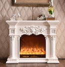 Camino Elettrico da Pavimento 80x100x33 cm Effetto Fiamma 1500W Savage XS Bianco