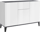Credenza 3 Ante + 1 cassetto 120x40x82 cm Sunrise Bianco Lucido e Ardesia