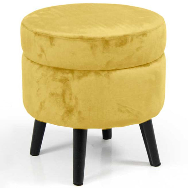 sconto Pouf Contenitore Ø37x40 cm Sgabello Poggiapiedi in Velluto Mostarda