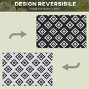 Tappeto da Esterno Reversibile 182x274 cm con Fantasia Geometrica Nero e Bianco   