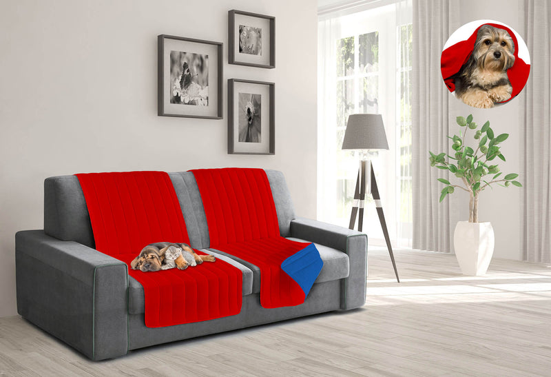 Copridivano a Fascia Doubleface Trapuntato 60x190cm Rosso/Royal