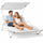 Lettino Lounge 2 Posti da Esterno 200x145x135 cm Tetto Parasole Anti UV Telaio Tubolare Bianco