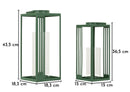 Lanterne Linee Coppia 18,3x18,3x43,5 cm in Metallo e Vetro Verde      