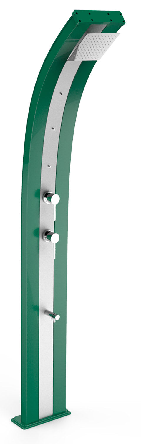 sconto Doccia Solare da Giardino 40L Miscelatore Nebulizzatore e Lavapiedi Arkema Dada Fascia Inox Verde Scuro