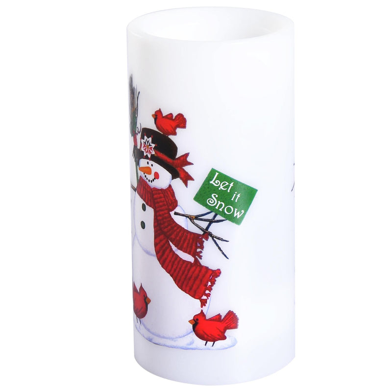 Candela di Natale LED con Proiettore 4 Effetti di Luce Bianco Ø7x15 cm 