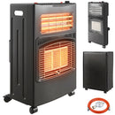 Stufa a Gas ed Elettrica Pieghevole 4,2 kW 42x45x75 cm con Sensore ODS e Protezione Antiribaltamento in Metallo Nero      