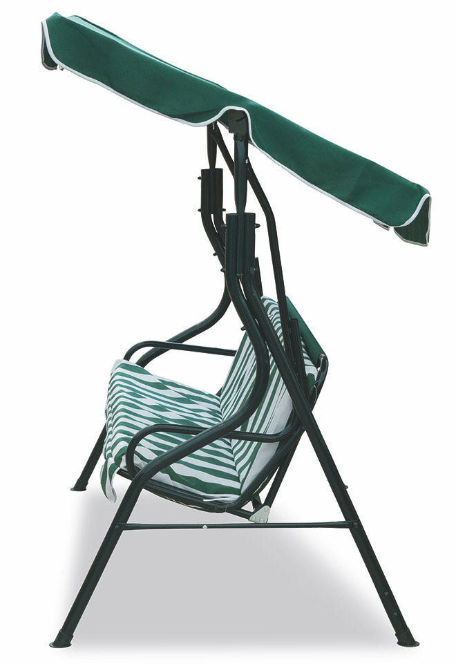 Dondolo da Giardino in Ferro 3 Posti Soriani Verde Scuro/Bianco
