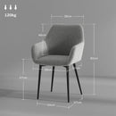 Set 2 Sedie Imbottite Stile Nordico 54x57x80 cm Tessuto Effetto Velluto Grigio Scuro 