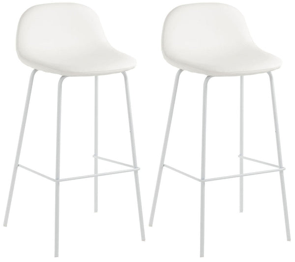 online Lot de 2 Tabourets 42x43x91,5 cm en Simili Cuir Blanc