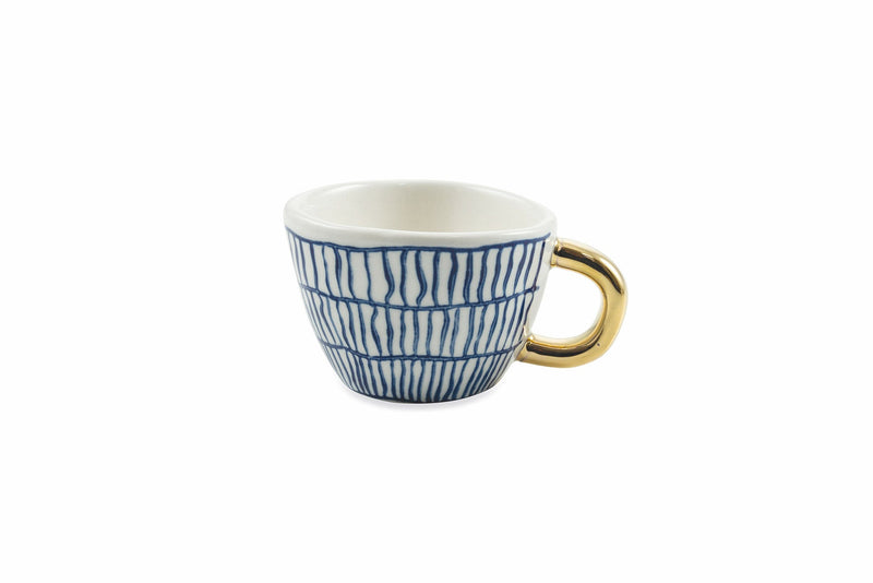 Set 6 Tazzine da Caffè Ø7x5 cm in Gres Villa d'Este Home Tivoli Masai Blu e Bianco