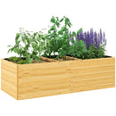Fioriera Rettangolare 140x60x40 cm Divisa in 3 Aree con Strato in Tessuto non Tessuto in Legno di Abete   