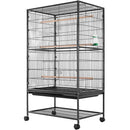 Gabbia Voliera per Uccelli 135x78x52 cm Pappagalli con Vassoio Estraibile e Ruote Nero      