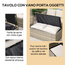 Set Salotto da Giardino 2 Divani 2 Poltrone Tavolino e Tavolo Contenitore in Rattan Beige