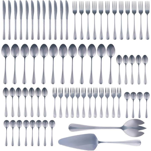 Set 75 Pezzi Posate per 12 Persone Cucchiai Cucchiaini Forchette Coltelli in Acciaio Inox acquista