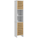 Mobile Bagno a Colonna 35x30x170 cm con 2 Armadietti e Ripiani Regolabili Scomparti Aperti in MDF Bianco      