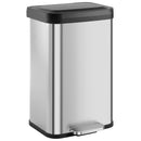 Pattumiera Rettangolare a Pedale 50 L 40,4x38x58,6 cm con Chiusura Ammortizzata e Scomparto per Deodorante in Acciaio Inox Argento      