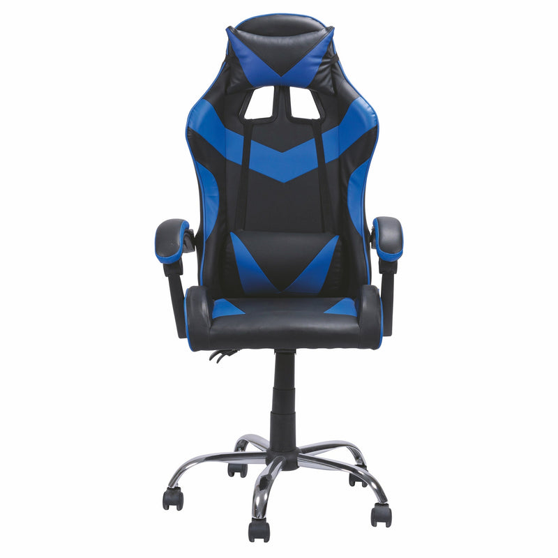 Sedia da Gaming 61x56x123 cm in Similpelle Nera e Blu