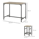 Set Bar Tavolino Alto e 4 Sgabelli in Metallo e Legno Rovere Chiaro