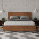 Letto Matrimoniale Giroletto con Alzata Comoda Imbottito in Tessuto Era Adele Arancio Varie Misure