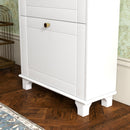 Scarpiera Salvaspazio Slim 60x23,5x98,5 cm con 2 Ante a Ribalta Cassetto Base Rialzata in MDF Bianco      