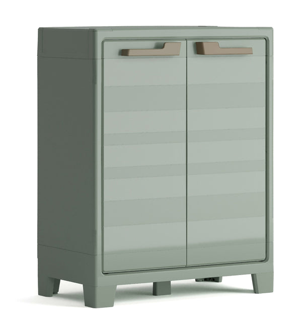 sconto Armoire de jardin 2 étagères 80x44x100 cm Keter Planet Outdoor Low Gris et Vert