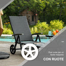 Lettino Prendisole da Giardino 192x74x55 cm con Ruote in Alluminio e Rattan Nero
