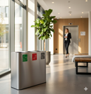 Pattumiera Sistema di Raccolta Rifiuti 90x30xh80 cm In Acciaio Inox 3 Scomparti Argento