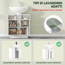 Mobile Sotto Lavabo Bagno 60x33x63 cm Ante Design Canettato in MDF Bianco