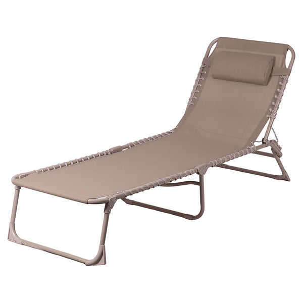 acquista Lettino Mare Richiudibile 190x58x29 cm in Acciaio e Poliestere Tortora Gallipoli