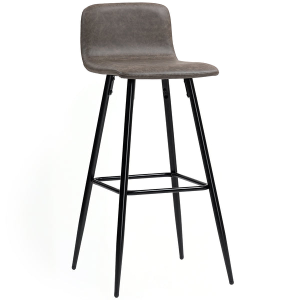 Set 2 Sgabelli da Bar con Schienale Basso e Poggiapiedi 44x44x95 cm in PU Marrone Scuro sconto