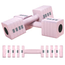 Set 2 Manubri Pesi Quadrati e Antiscivolo da 5 kg con Piastre Rimovibili in Acciaio e ABS Rosa      