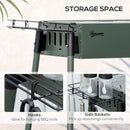 Barbecue a Carbone Carbonella 77x30x70 cm in Acciaio Verde Scuro