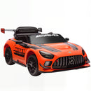 Macchina Elettrica Bambini 3-8 Anni Licenza Ufficiale Mercedes AMG 12V con Telecomando Luci LED Arancione      