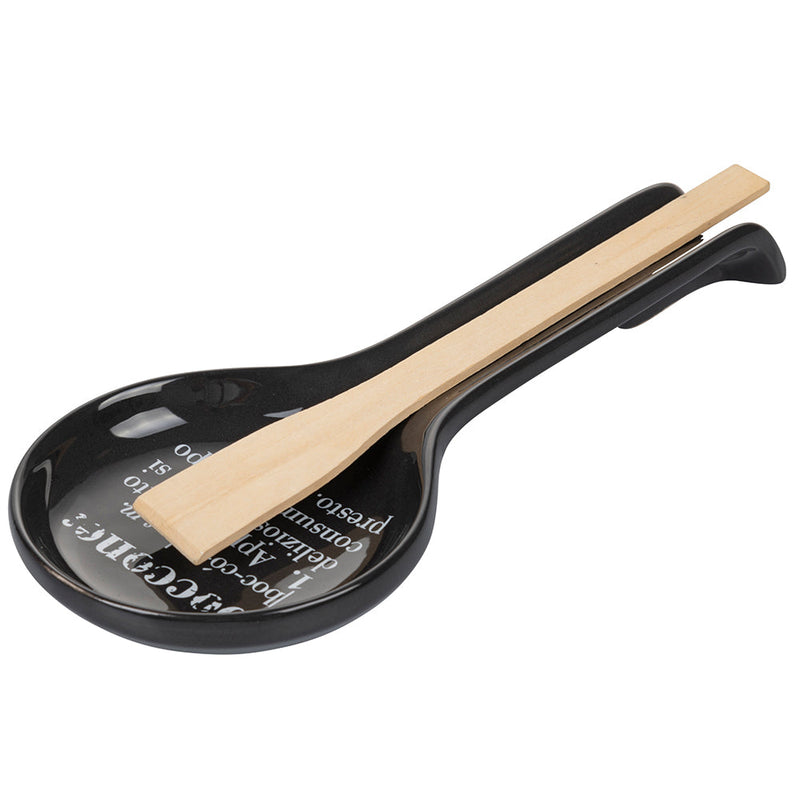 Poggiamestolo "Boccone" 28x12x3 cm in Ceramica VdE Tivoli 1996 Nero