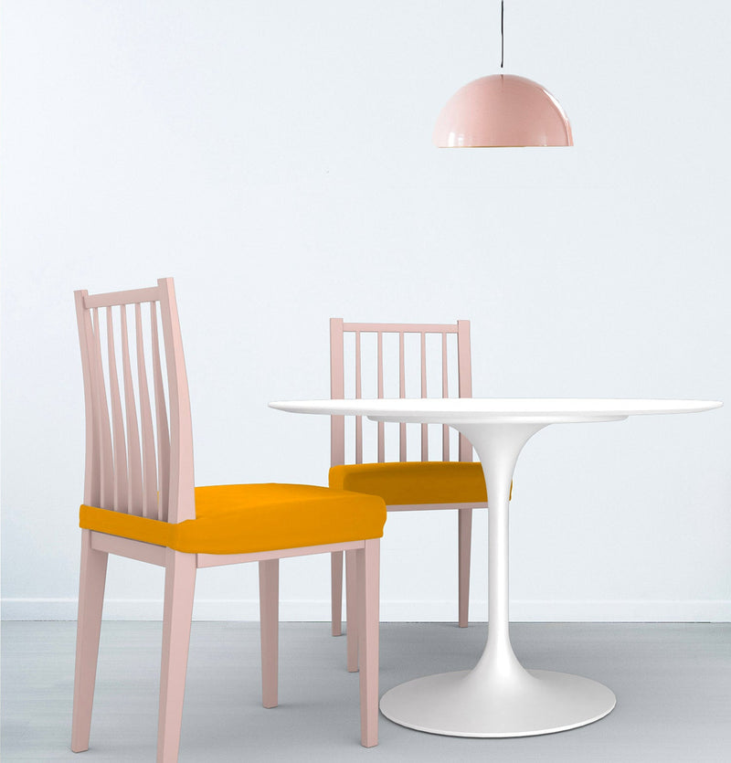 Set 2 Coprisedie Elasticizzati in Poliestere Giallo 