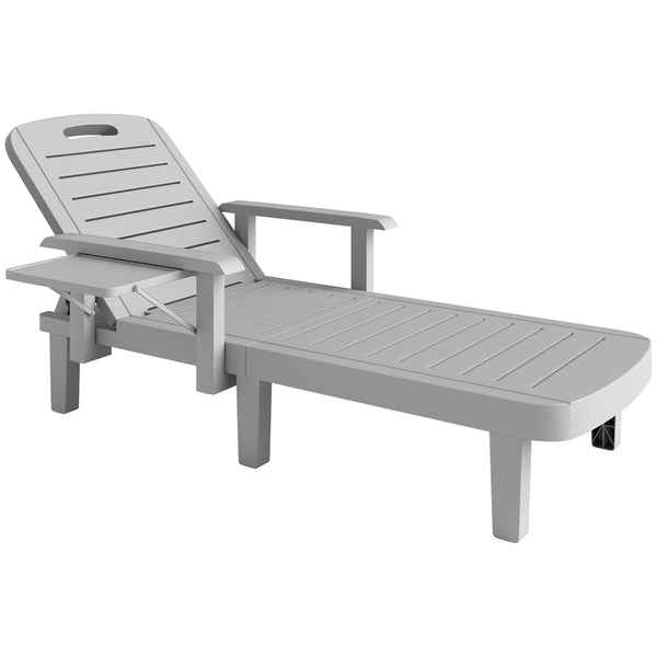 Sdraio da Giardino Regolabile 79x158x88 cm con Tavolino e Braccioli in Polipropilene Grigio Chiaro prezzo