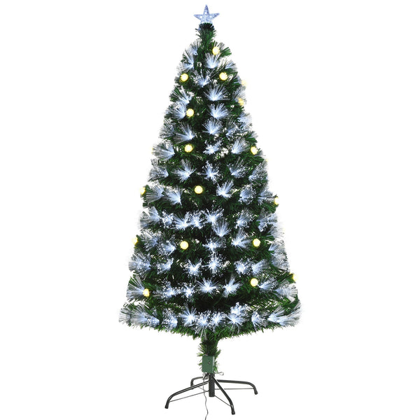 sconto Sapin de Noël Artificiel 120 cm 130 Branches avec LED Fibre Optique Pin Vert Clair