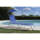 Lettino Mare con Parasole Richiudibile 190x58x27 cm in Alluminio PVC e Poliestere Blu Vieste      