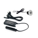 Connettore Rotondo a Incasso 2 Prese Usb 37 mm Plastica Grigio Metallizzato Emuca