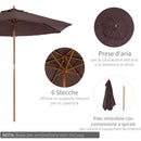 Ombrellone da Giardino Ø2.5 m Palo Ø38 mm in Legno Marrone 