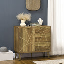 Mobiletto Multiuso 2 Ante 84x39x80,7 cm in Legno e Acciaio Bronzo