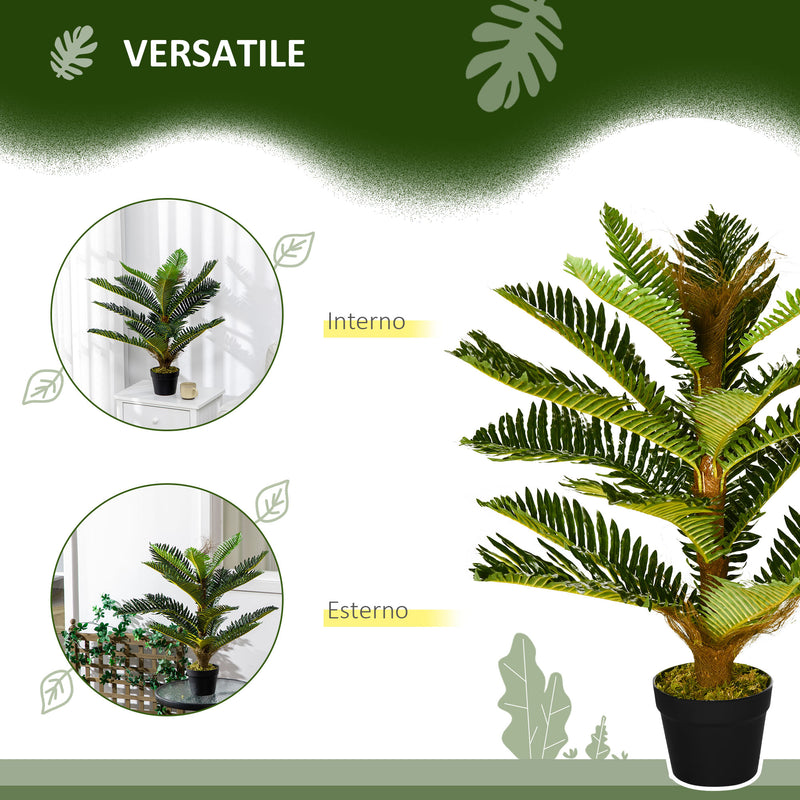 Pianta Artificiale di Palma con 18 Foglie Altezza 85 cm Vaso Incluso Verde      