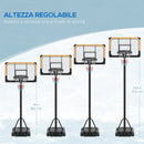 Canestro Basket a 6 Altezze Regolabili Base Riempibile in PE Acciaio e Poliestere Nero