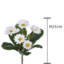 Set 8 Mazzo di Margherite Artificiali con 7 fiori Altezza 25 cm Bianco