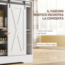 Credenza Cucina 100x38x180 cm con Prese Elettriche Luce LED Portabottiglie e Ante Scorrevoli Bianco      