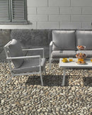 Set Salotto da Giardino Divano 2 Poltrone e Tavolino in Alluminio new Boston Bianco