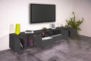 Mobile TV 4 Ante 2 Cassetti 260x41,4x46 cm Bloom Grigio Antracite Laccato Lucido