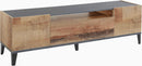 Mobile TV 2 Ante 1 Cassetto 160x40x47 cm Sunrise Bianco Lucido e Acero Pereira