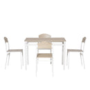 Set da Pranzo Tavolo e 4 Sedie in Metallo e MDF Bianco e Legno 